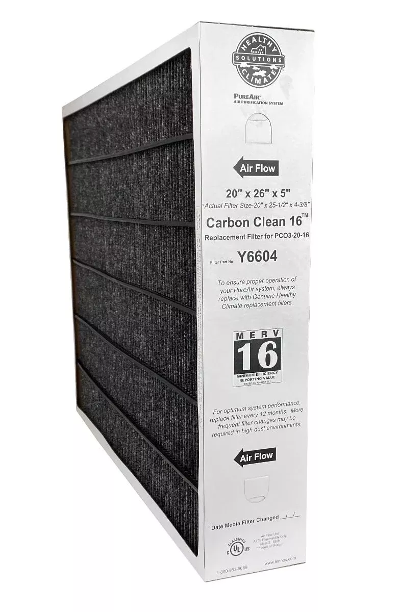 Lennox Y6604 Furnace Filter 20x26x5 Healthy Climate MERV 16 PureAir PCO3-20-106. Package of 2