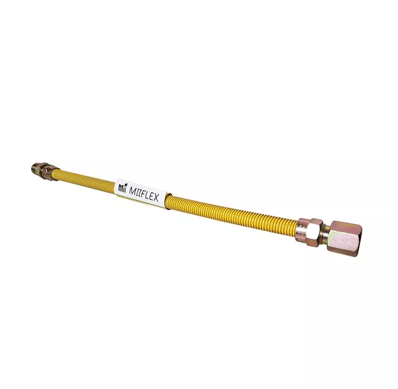 Yellow Polymer Coated Stainless Steel Tube 3/4" ID (1" OD) Connector with 3/4" MIP x 3/4" FIP Gas Flex Connector (48" Length x 3/4" ID)